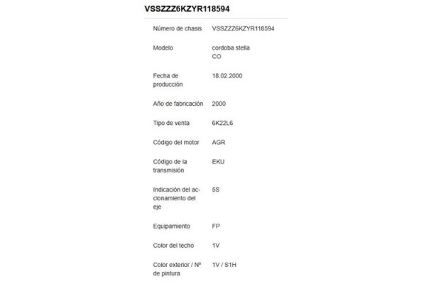 seat cordoba berlina (6k2) del año 2000