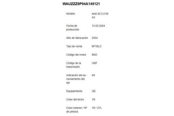 audi a3 (8p1) del año 2004