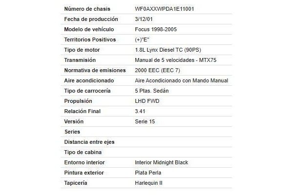 ford focus (daw, dbw) del año 2002