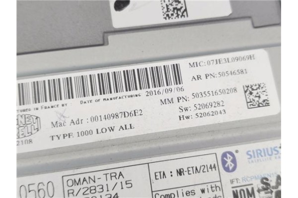 Recambio de autoradio para alfa romeo giulia (952) 2.2 super referencia OEM IAM 52069282  