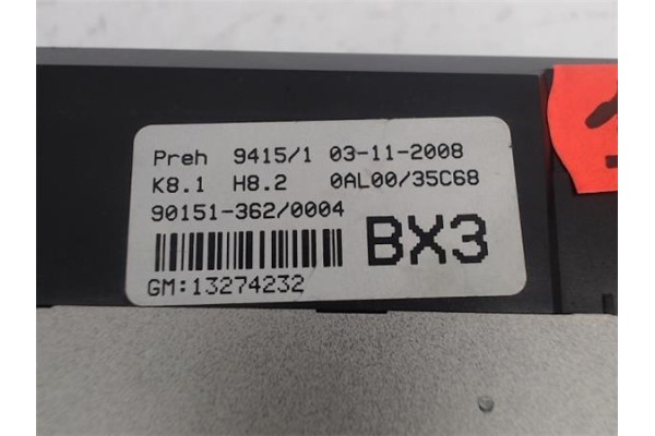 Recambio de mandos climatizador para opel astra h berlina referencia OEM IAM (13274232) (90151-362) (BX3) 