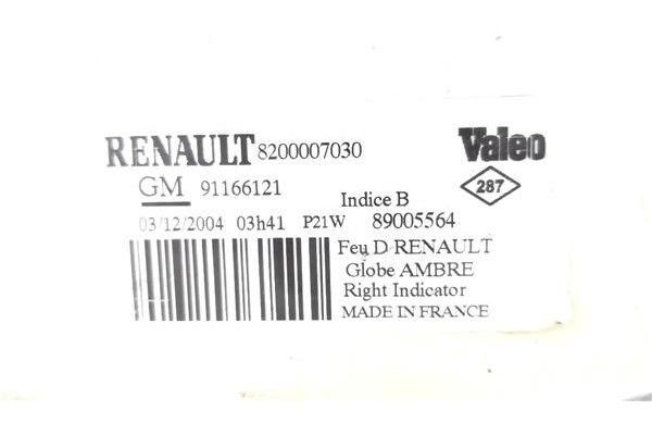 Recambio de intermitente delantero dcho para renault trafic ii combi 1.9 29 combi6 acristalado parcial referencia OEM IAM 820000