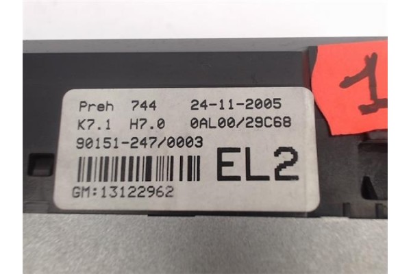 Recambio de mandos climatizador para opel astra h berlina referencia OEM IAM (13122962) (90151-247) 