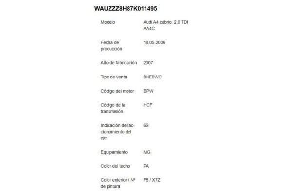 audi a4 cabriolet (8h) del año 2006