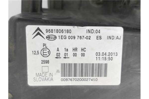 Recambio de faro delantero dcho para citroen c3 picasso 1.6 exclusive referencia OEM IAM 9681806180  