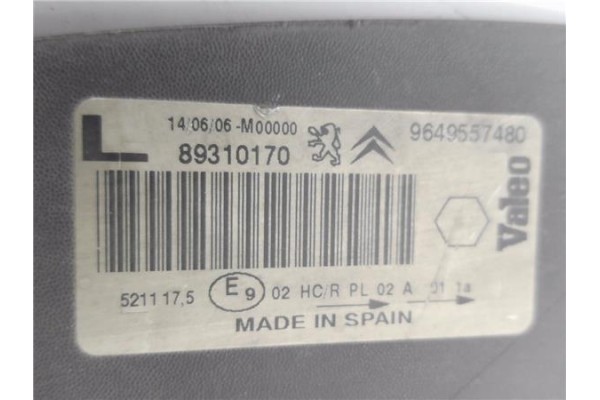 Recambio de faro delantero izquierdo para citroen xsara picasso 1.6 hdi referencia OEM IAM 9649557480 893140170 