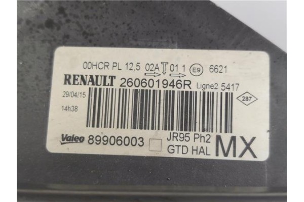 Recambio de faro delantero izquierdo para renault grand scénic iii (jz0/1_) 1.5 dci referencia OEM IAM 260601946R 89906003 