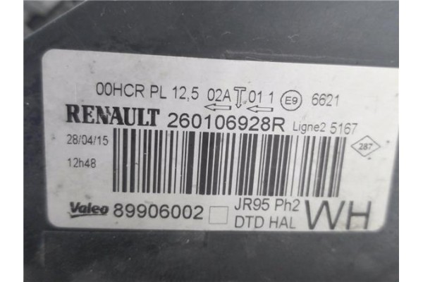 Recambio de faro delantero dcho para renault grand scénic iii (jz0/1_) 1.5 dci referencia OEM IAM 260106928R 89906002 