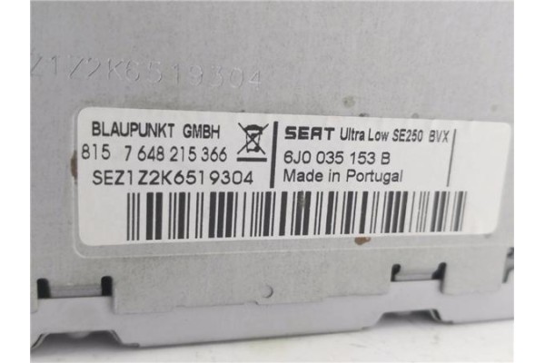 Recambio de radio / cd para seat ibiza berlina (6j5) 1.4 16v referencia OEM IAM 6J0035153B 8,15765E+12 
