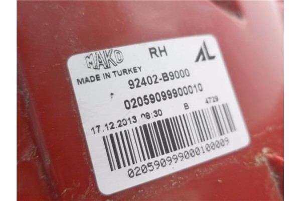 Recambio de piloto trasero derecho para hyundai i10 (pa) 1.2 classic referencia OEM IAM 92402B9000  