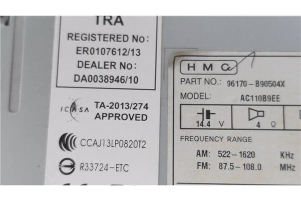 Recambio de radio / cd para hyundai i10 (pa) 1.2 classic referencia OEM IAM 96170B90504X AC110B9EE 