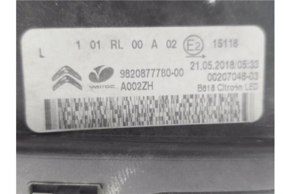 Recambio de piloto delantero luz diurna para citroen c3 1.2 97 edition referencia OEM IAM 9820877780 9812257350 
