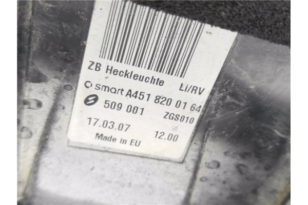 Recambio de piloto trasero izquierdo para smart fortwo coupe 1.0 fortwo coupe (52kw) referencia OEM IAM A4518200164  