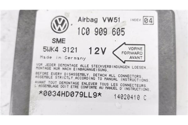 Recambio de centralita airbag para seat alhambra (7v9) 1.9 reference referencia OEM IAM 1C0909605 5WK43121 