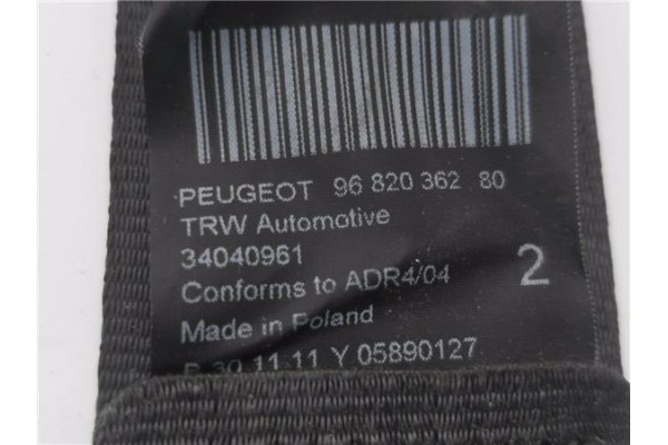 Recambio de cinturon seguridad trasero izquierdo para peugeot 3008 1.6 allure referencia OEM IAM 9682036280  
