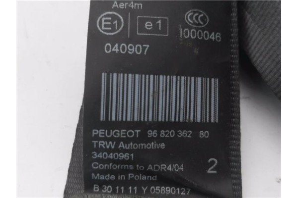 Recambio de cinturon seguridad trasero izquierdo para peugeot 3008 1.6 access referencia OEM IAM 9682036280  