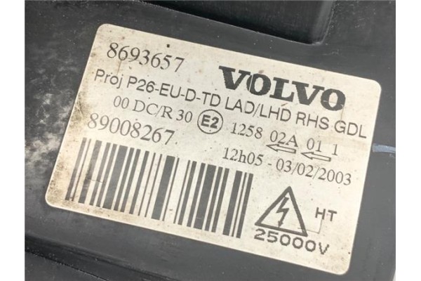 Recambio de faro xenon derecho para volvo v70 familiar 2.4 d5 referencia OEM IAM 8693657 89008267 