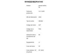 volkswagen passat berlina (3b3) del año 2002