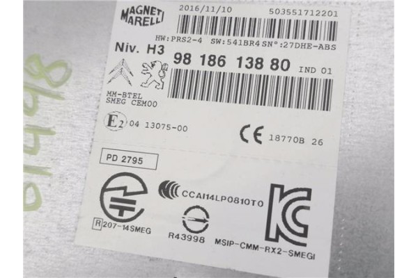 Recambio de autoradio para peugeot 308 1.2 style referencia OEM IAM 9818613880  