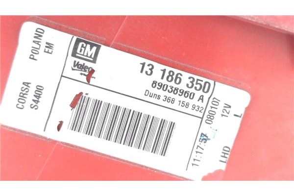 Recambio de piloto trasero izquierdo para opel corsa d 1.3 cdti referencia OEM IAM 89038960A 13186350 