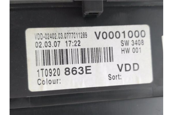 Recambio de cuadro completo para volkswagen touran (1t1) 1.9 tdi referencia OEM IAM 1T0920863E 1,1008E+11 