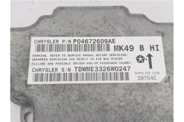 Recambio de centralita airbag para jeep compass (mk) 2.0 sport referencia OEM IAM P04672609AE MK49BHI 