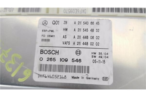 Recambio de centralita para mercedes-benz clase e (bm 211) berlina 3.0 e 280 cdi (211.020) referencia OEM IAM A2115406645 265109