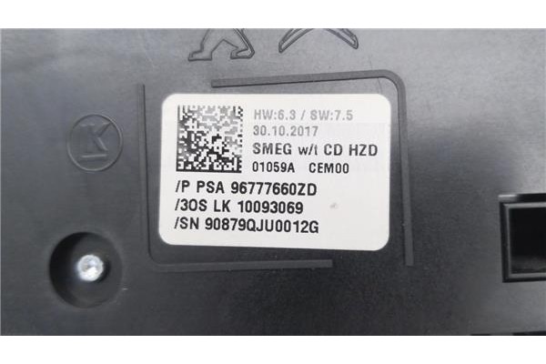Recambio de embellecedor consola central para peugeot 308 sw 1.6 active referencia OEM IAM 96777660ZD 10093069 
