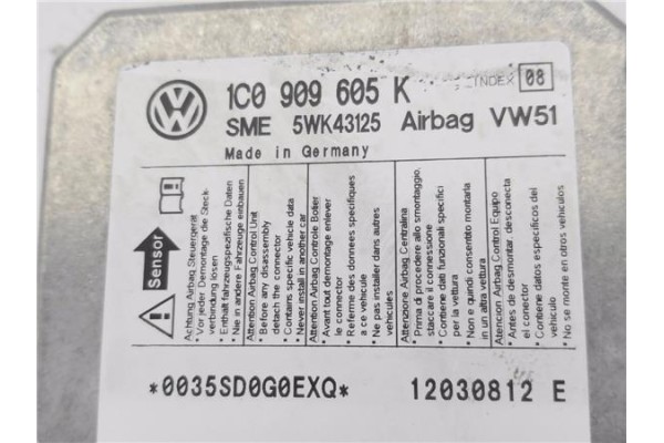 Recambio de centralita airbag para volkswagen polo iv (9n1) 1.4 16v referencia OEM IAM 1C0909605K 5WK43125 