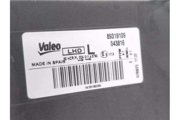 Recambio de faro delantero izquierdo para seat ibiza berlina (6j5) 1.4 referencia OEM IAM 89319109 43816 