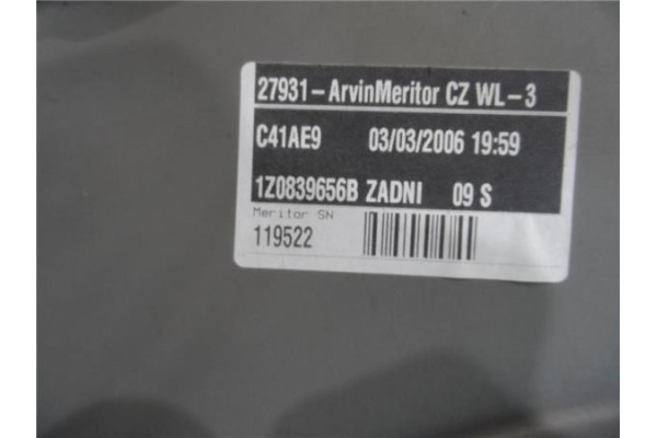 Recambio de elevalunas electrico trasero derecho para skoda octavia berlina (1z3) 2.0 tdi 16v referencia OEM IAM 1Z0839656B 2793