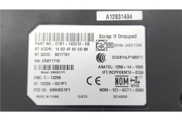 Recambio de módulo electrónico para ford focus berlina (cew) 1.0 business referencia OEM IAM D1BT14D212EB 209J00106 