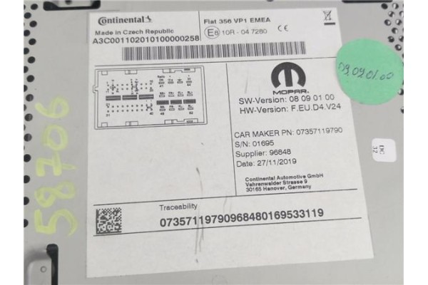 Recambio de autoradio para fiat ii tipo (356) berlina 1.3 easy referencia OEM IAM 7357119790  