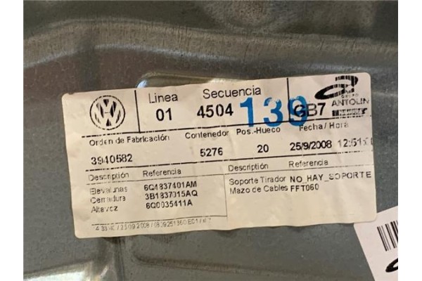 Recambio de elevalunas electrico delantero izquierdo para volkswagen polo iv (9n1) 1.4 tdi referencia OEM IAM 6Q4837401AM 3B1837