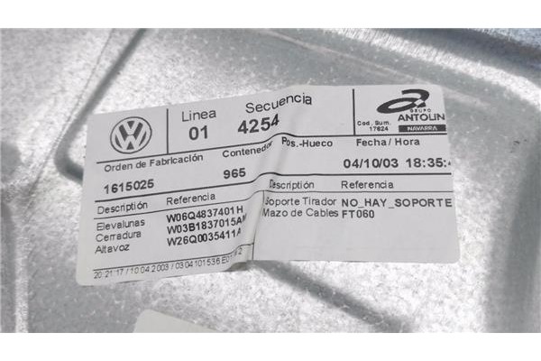 Recambio de elevalunas electrico delantero izquierdo para volkswagen polo iv (9n1) 1.4 16v referencia OEM IAM W06Q4837401H 6Q295