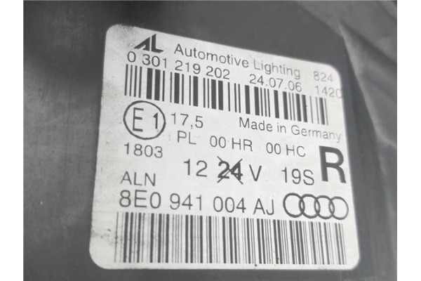 Recambio de faro delantero dcho para audi a4 berlina (8e) 2.0 tdi (dpf) (125kw) referencia OEM IAM 8E0941004AJ 0301219202 