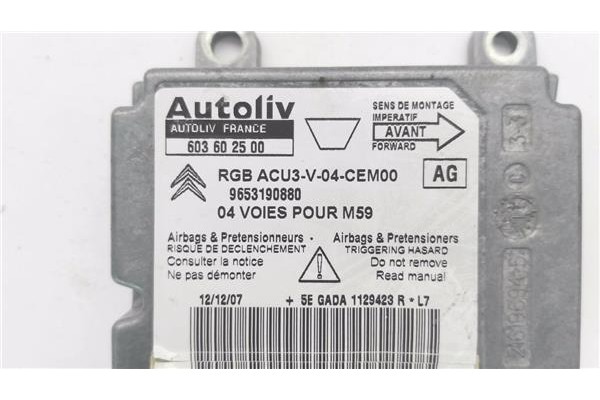 Recambio de centralita airbag para citroen berlingo combi 1.6 hdi 90 referencia OEM IAM 9653190880 603602500 