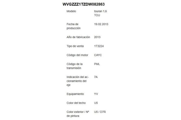 volkswagen touran (1t3) del año 2013