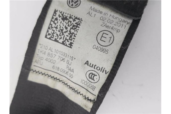 Recambio de cinturon seguridad delantero derecho para volkswagen golf vi (5k1) 1.6 advance referencia OEM IAM 1K4857706BJ 617978