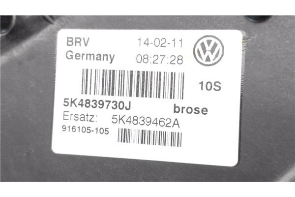 Recambio de elevalunas electrico trasero derecho para volkswagen golf vi (5k1) 1.6 advance referencia OEM IAM 5K4839730J  