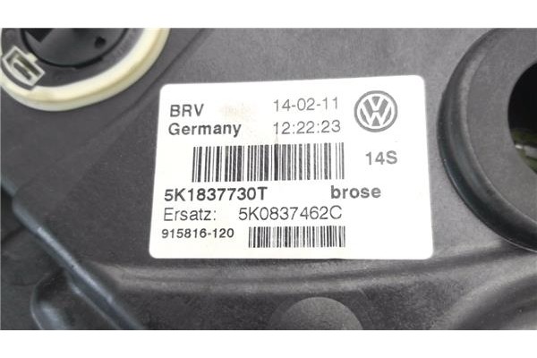 Recambio de elevalunas electrico delantero derecho para volkswagen golf vi (5k1) 1.6 advance referencia OEM IAM 5K1837730T  