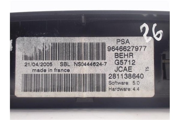 Recambio de mandos climatizador para peugeot 307 (s1) referencia OEM IAM 9646627977 G5712/281138640 