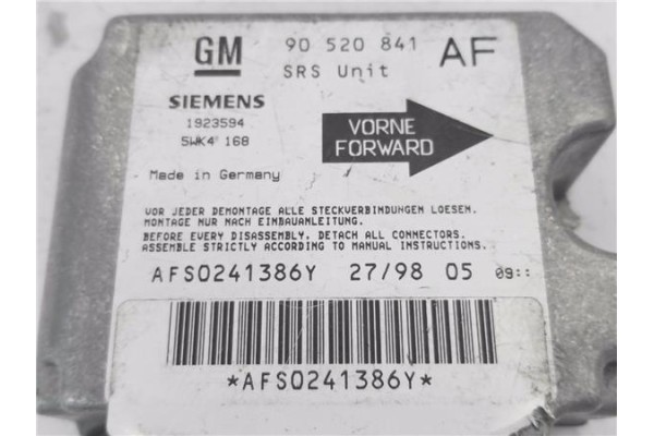 Recambio de centralita airbag para opel astra g berlina 1.6 16v referencia OEM IAM 90520841AF 5WK4168 