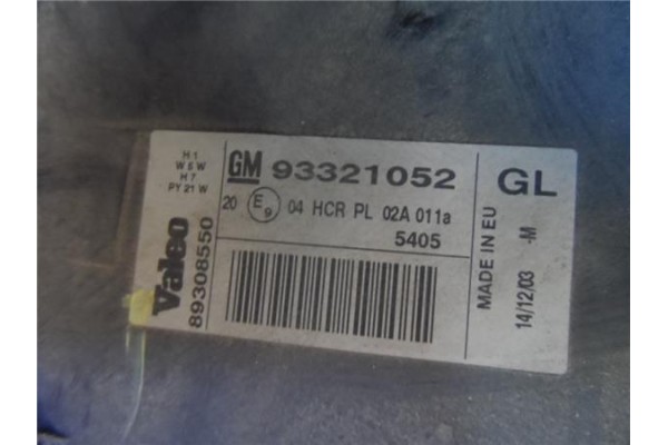 Recambio de faro delantero izquierdo para opel meriva (2003) 1.7 increibles [1,7 ltr. - 55 kw 16v dti cat (y 17 dt / lr6)] refer