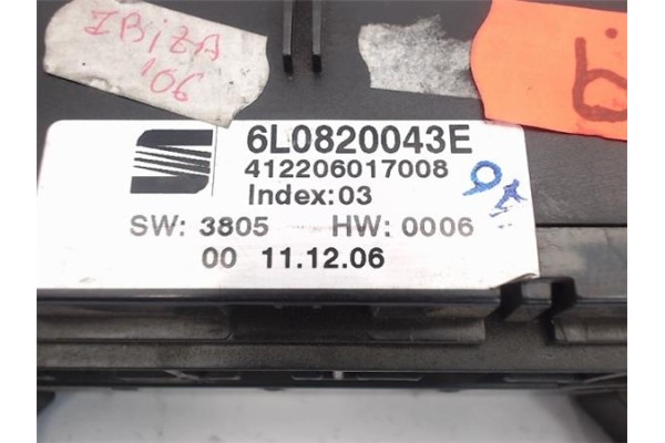 Recambio de mandos climatizador para seat ibiza (6l1) referencia OEM IAM (6L0820043E) (412206017008) 