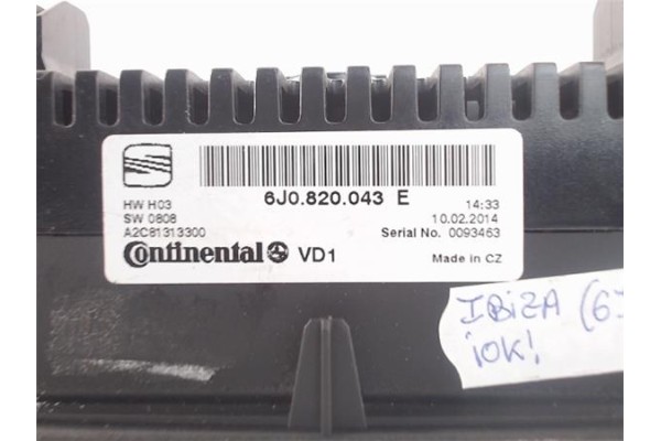 Recambio de mandos climatizador para seat ibiza berlina (6j5) referencia OEM IAM (6J0820043E) (A2C81313300) 