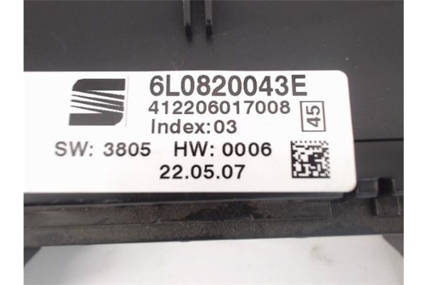 Recambio de mandos climatizador para seat ibiza (6l1) referencia OEM IAM (6L0820043E) (412206017008) 