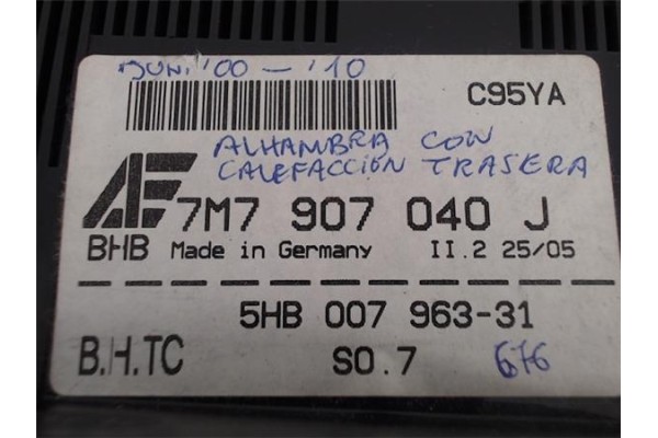 Recambio de mandos climatizador para seat alhambra (7v9) referencia OEM IAM (7M7907040J) (5HB007963-31) 