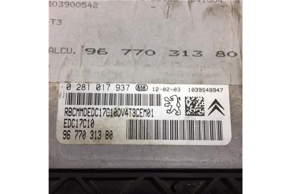 Recambio de centralita para peugeot 206+ (2009) 1.4 básico [1,4 ltr. - 50 kw hdi] referencia OEM IAM 9677031380 0281017937 