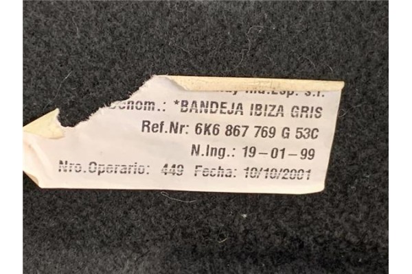 Recambio de bandeja trasero para seat ibiza (6k1) 1.4 referencia OEM IAM 6K6867769G 6K6867769 